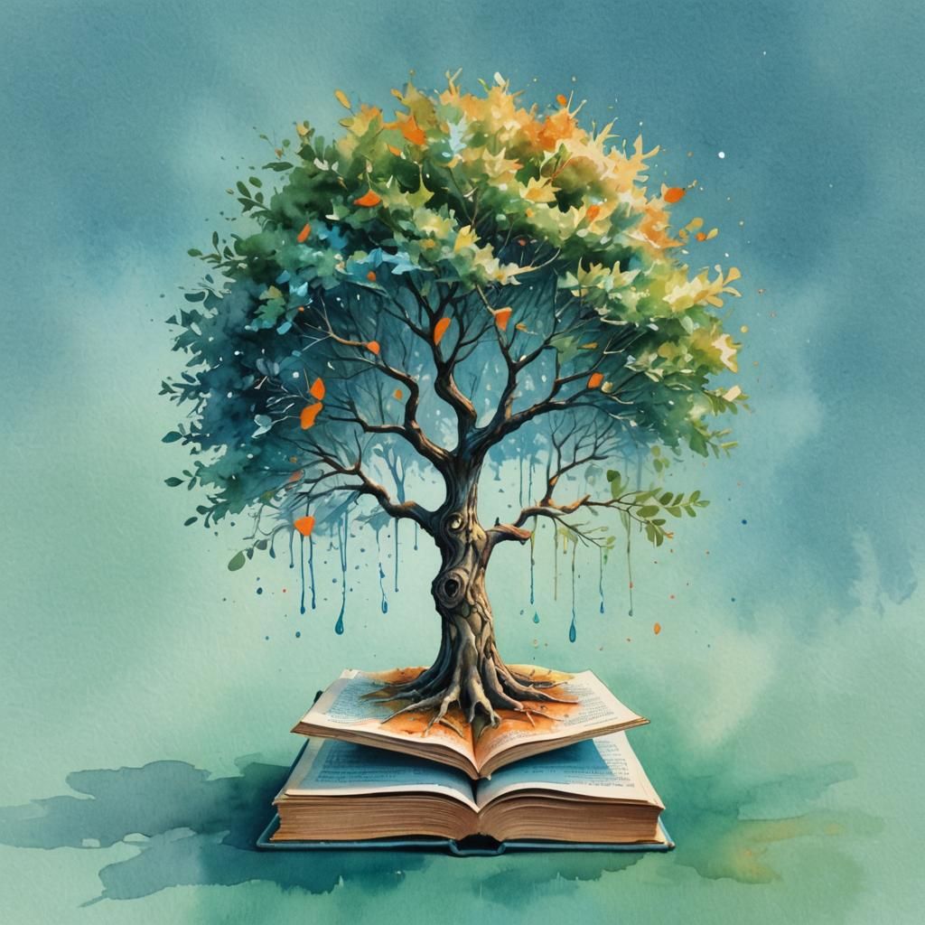 Tree of Knowledge: Watercolor Art in Pastel Shades