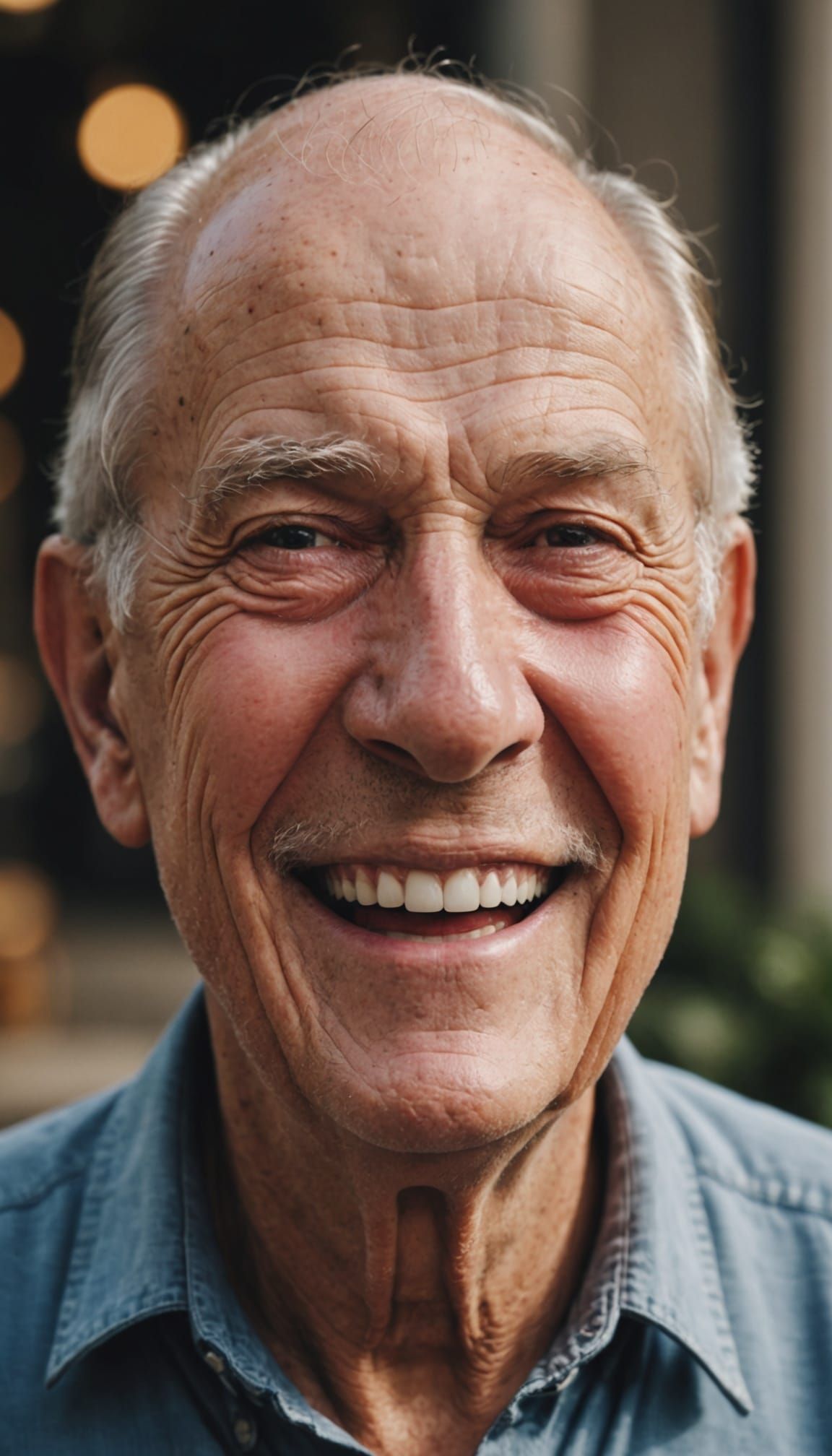 Warm Grandfather Smiles with Joy