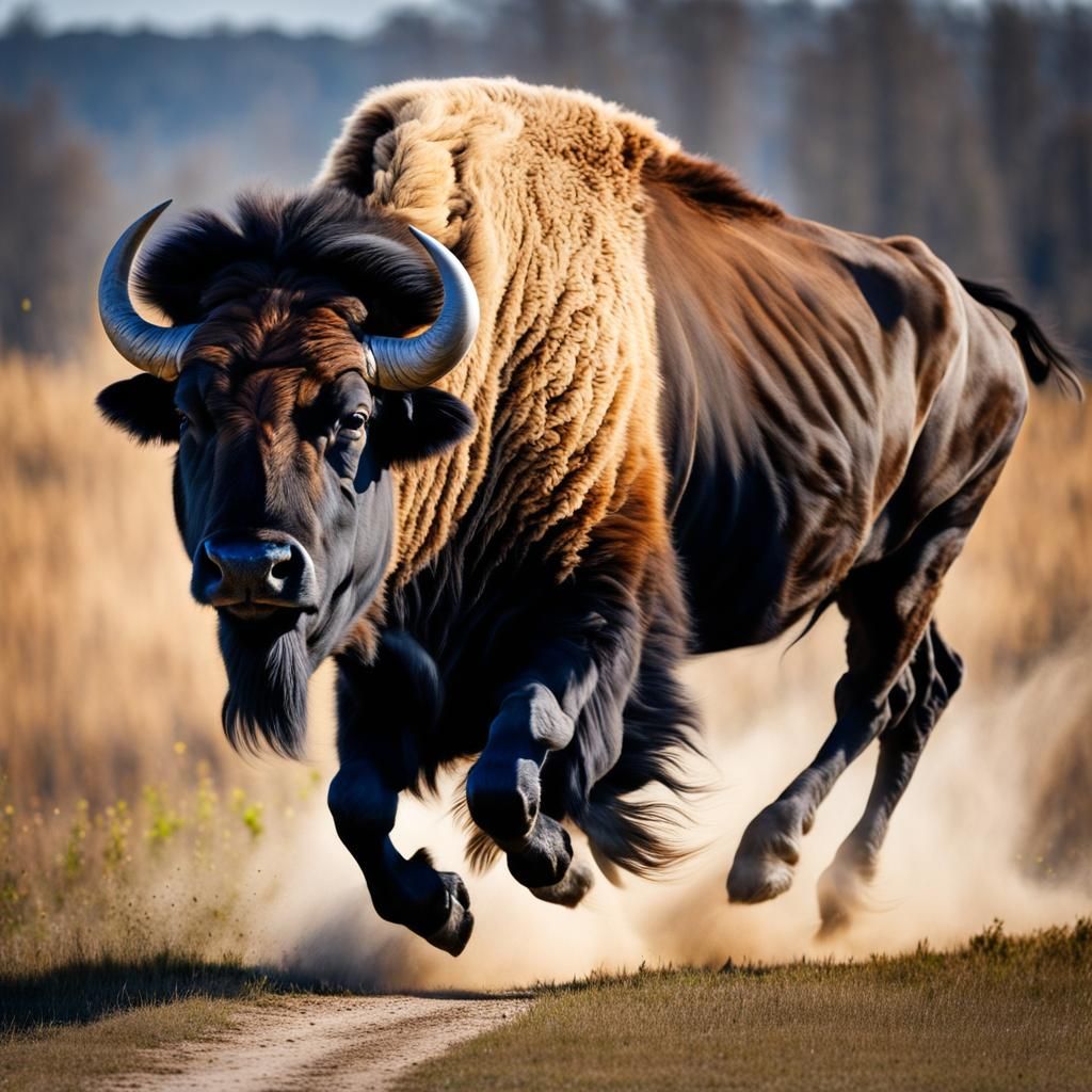Buffalo in Motion: A Realistic Wildlife Photograph