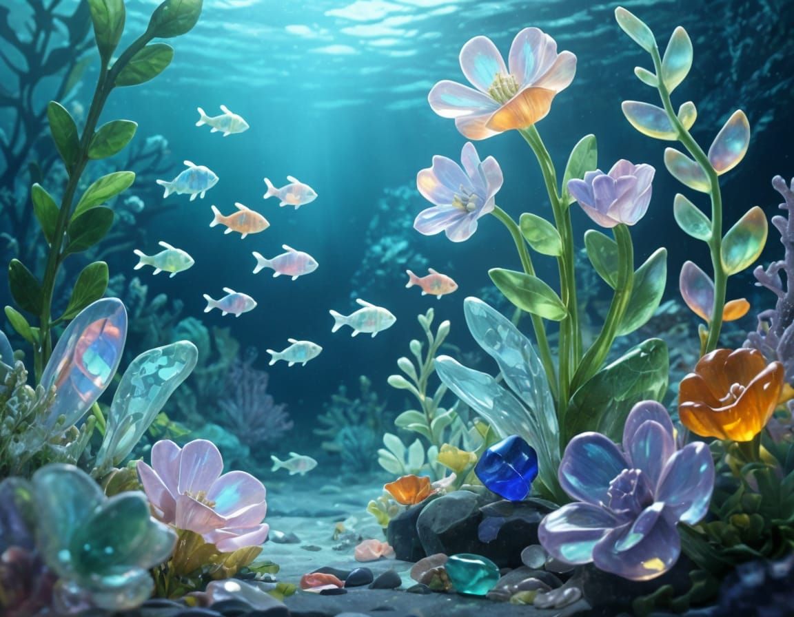 Underwater Garden Sculpted from Vibrant Sea Glass