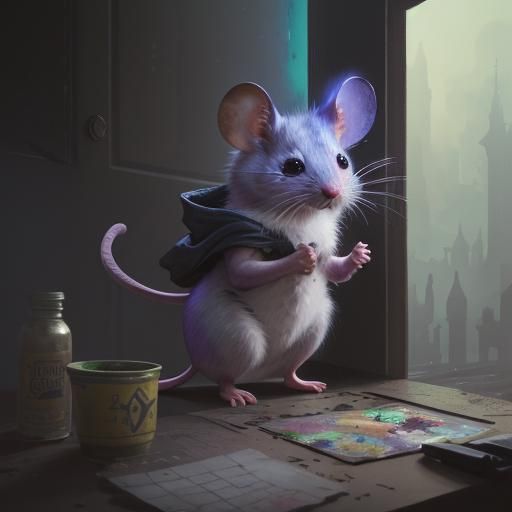 Graffiti Watercolour Mouse in Dark Fantasy Style