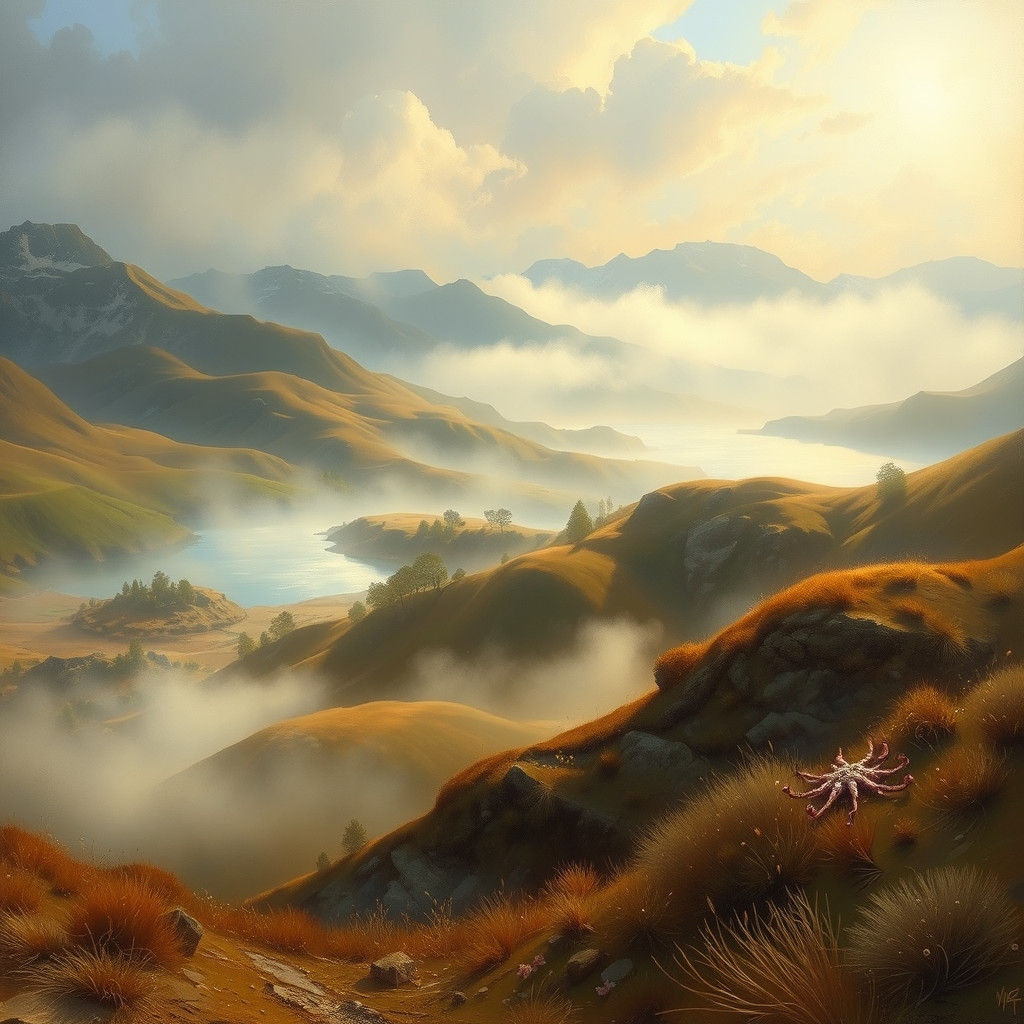 Ethereal Landscape in Style of Atmospheric Oil Painting