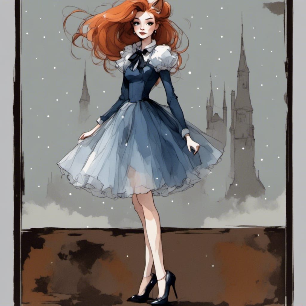 Adorable Fox-girl VIXEN, wearing a stylish tulle dress with ...