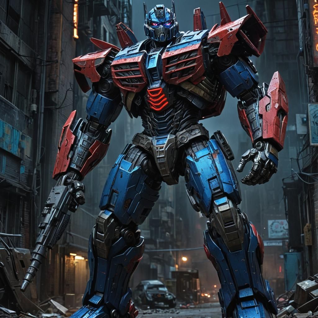 Transformer in Battle Stance Comic Book Art