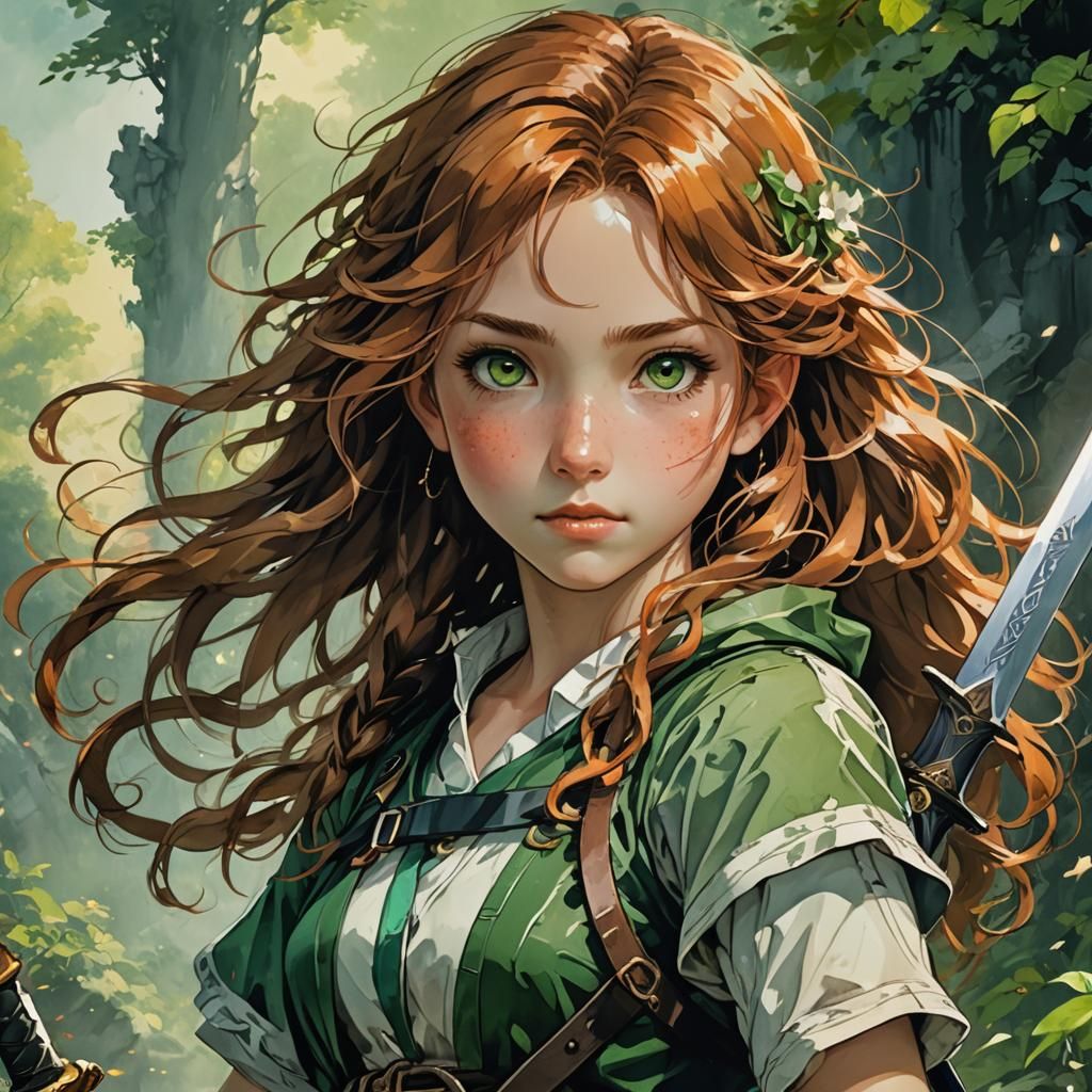 Smiling Woman Portrait in Watercolor Style