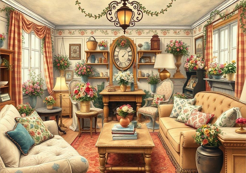 Whimsical Cozy Home Interior with Folk-Art Charm