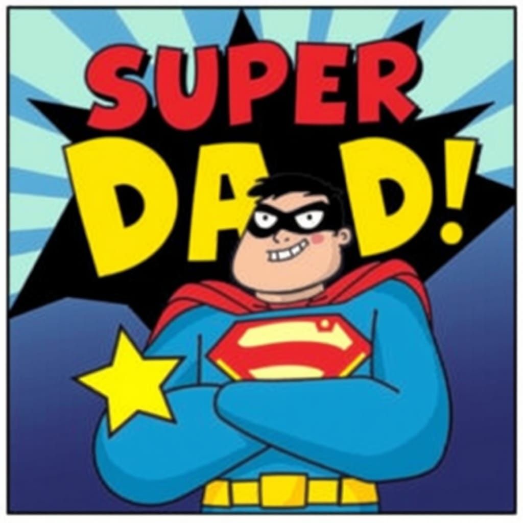 Super Dad Comic Book Hero in Action