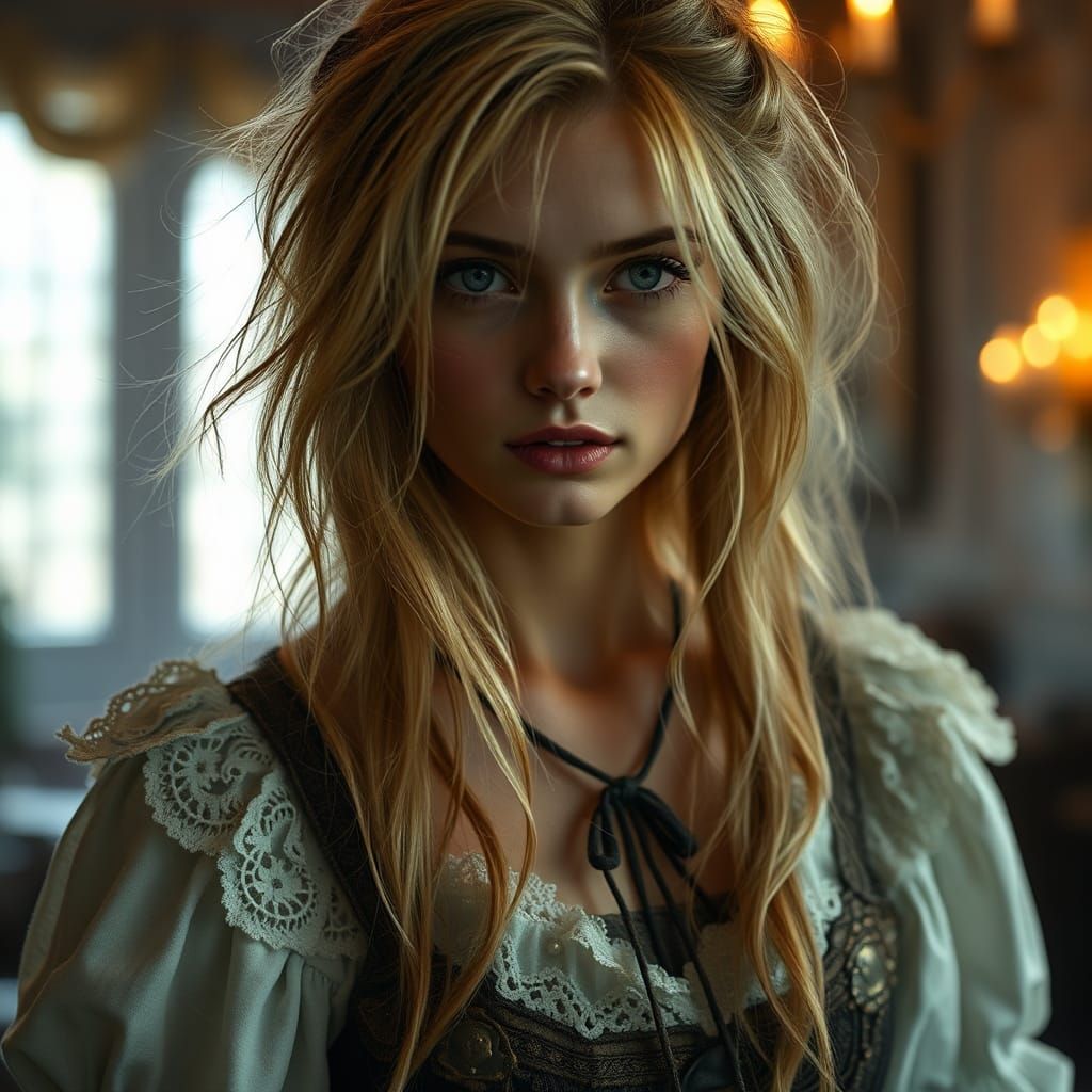 Woman Trying on Vintage Clothing: Digital Matte Painting