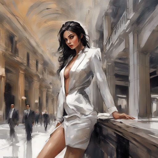 Stunning Portrait of Italian Office Girl in Splash Art