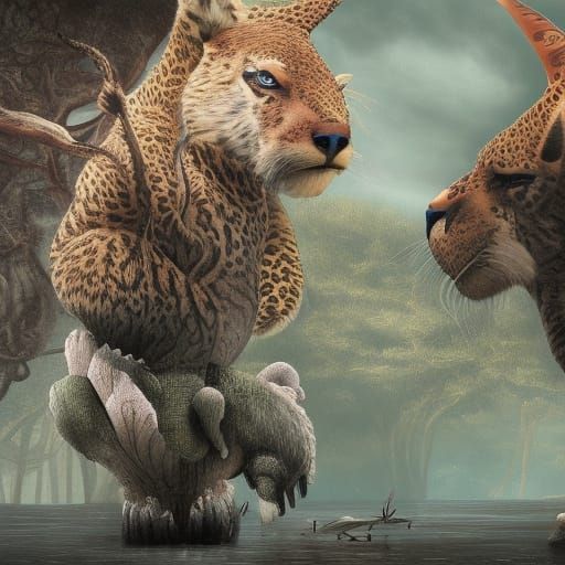 Fantastical Animal Matte Painting in Deep Color