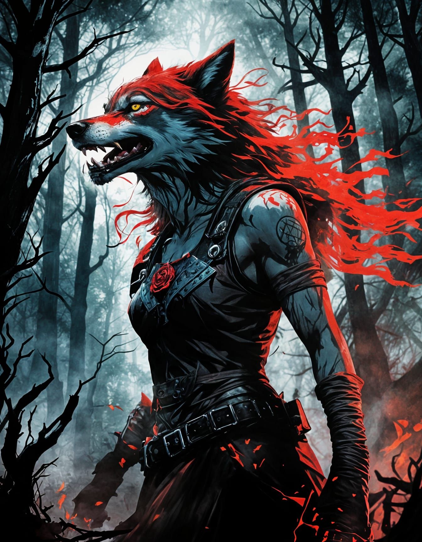 Gritty Red Riding Hood Confronts the Wolf