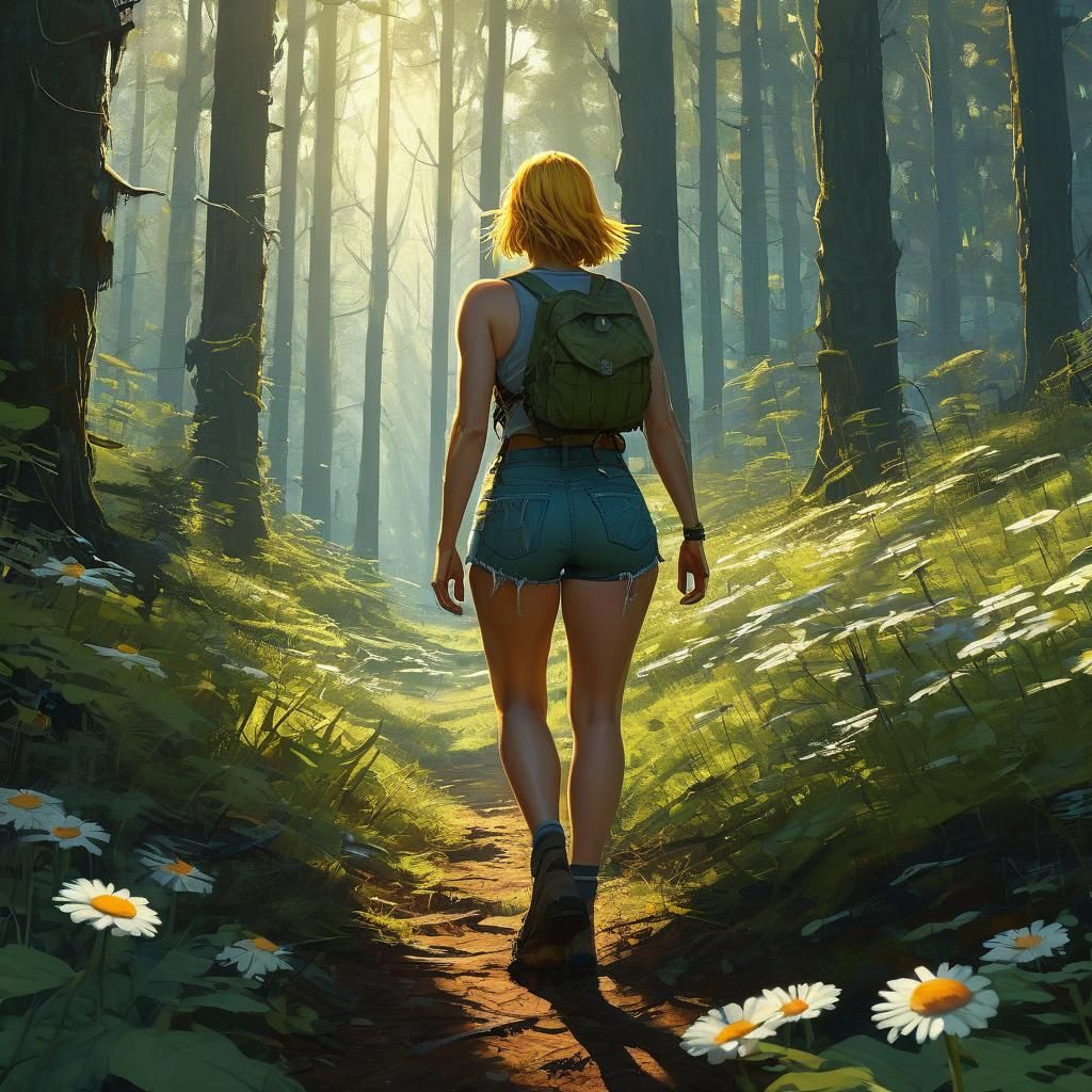Girl in Forest, Photorealistic Fantasy Concept Art