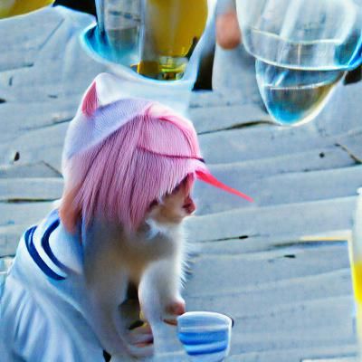 Anime Cat Girl with Pink Hair and Tail