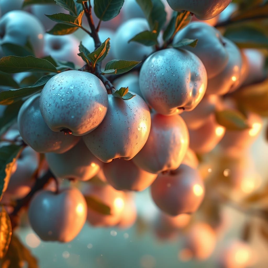 Whimsical Iridescent Apple Tree in Fantasy Art