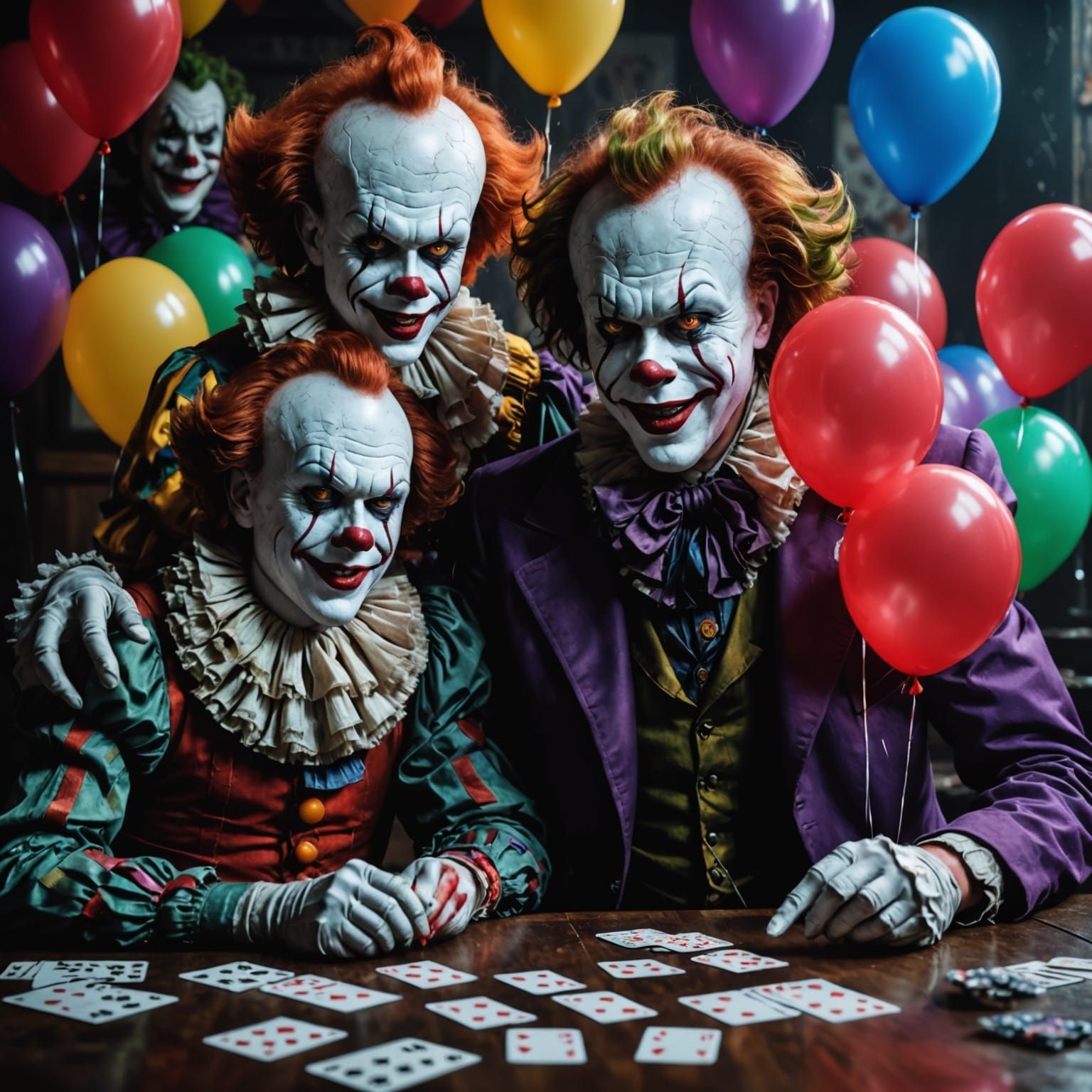 Pennywise and Joker: Hyperrealistic Dark Encounter