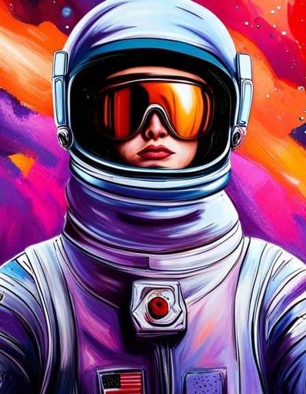 Pop Art Astronaut in Space with Lavender Suit