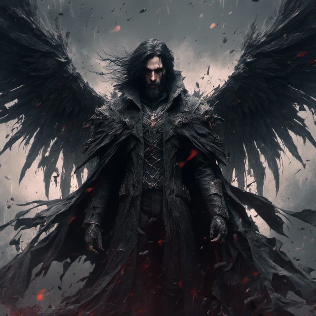 Dark Angel in 90s Anime Style with Wings