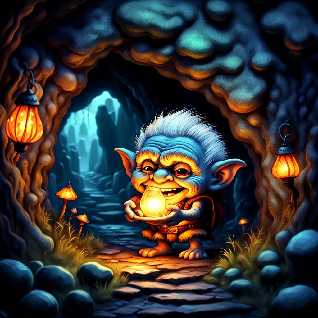 Chibi Troll with Mushroom Lanterns, Mortensen Style