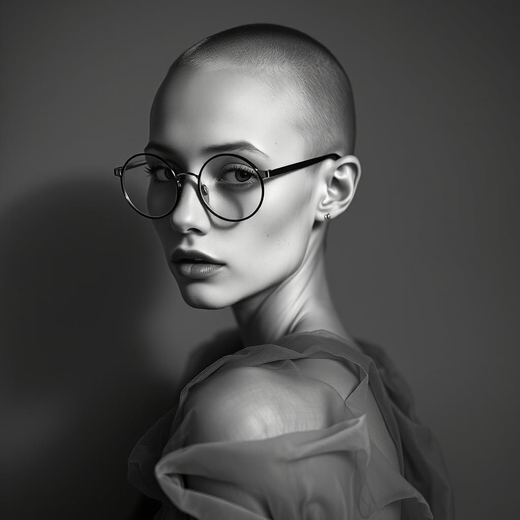 Introspective Woman with Shaved Head, Fine Art Photography
