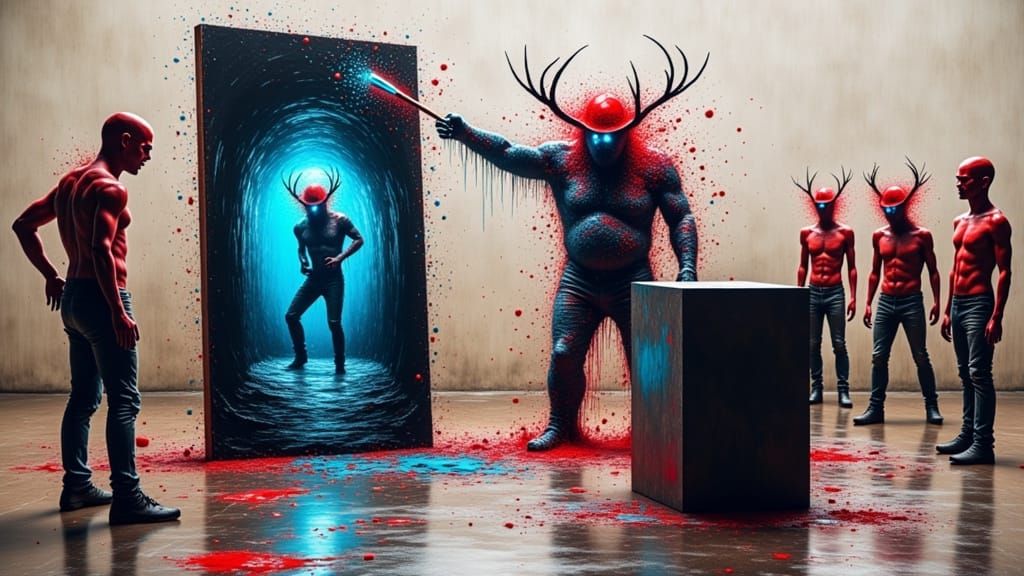 Demon Emerges from Jackson Pollock Painting