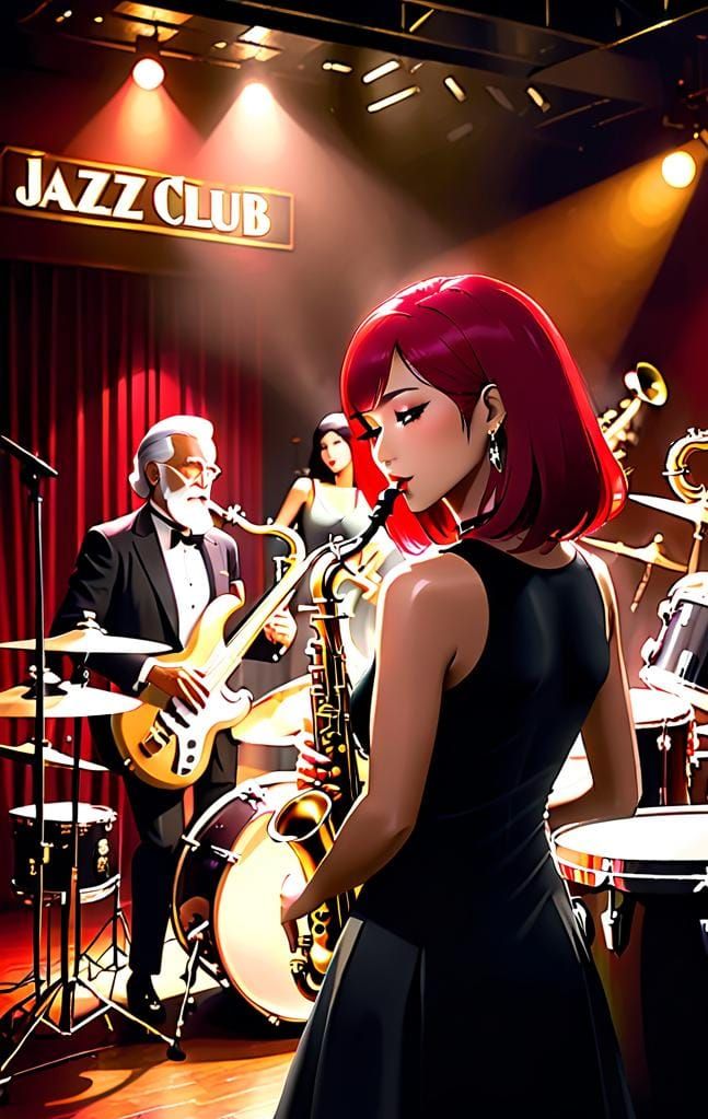 Jazz Musicians Perform in Tokyo Bar, Anime Style