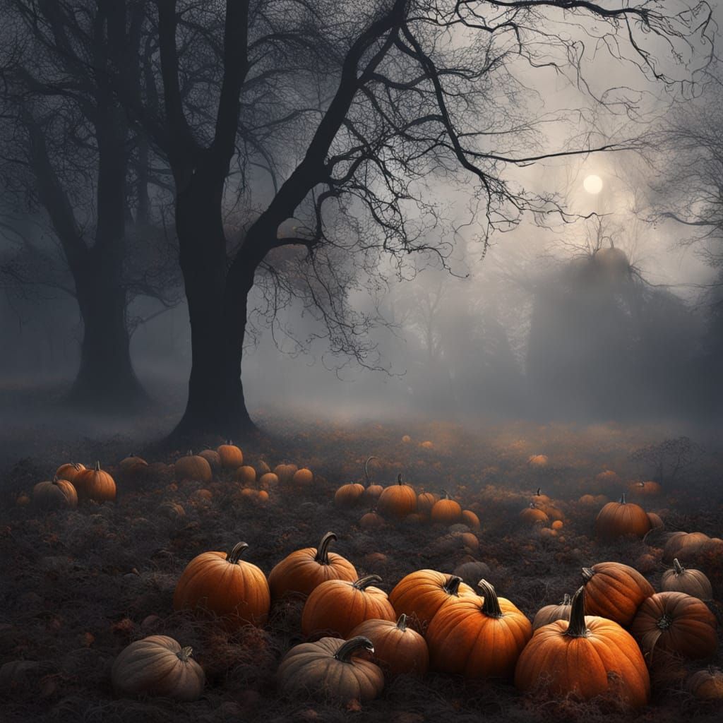 Haunting Harvest Festival in Ethereal Mist