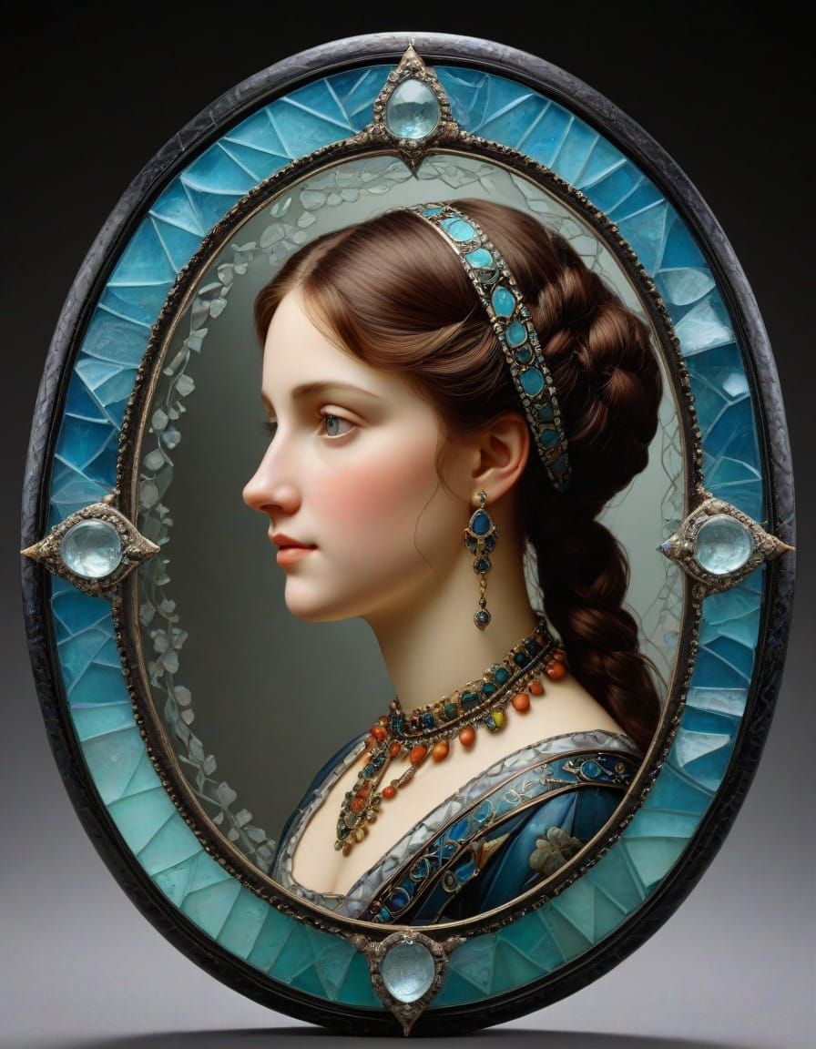 Portrait in Tessellated Sea Glass Pietra Dura