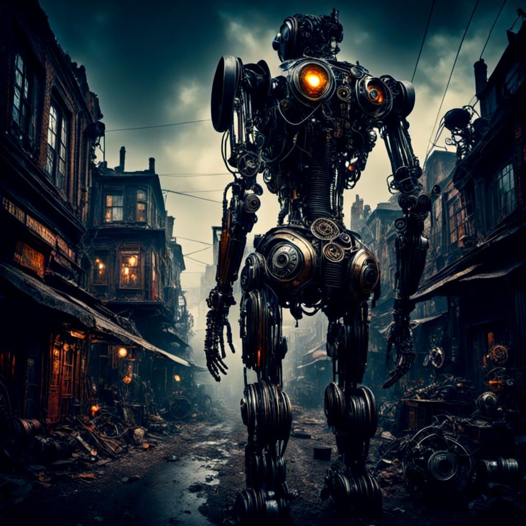 Macabre Biopunk Cyborg in Post-Apocalyptic London