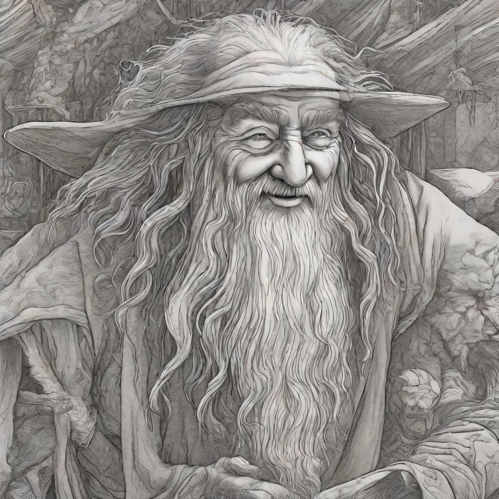 Gandalf's Caricature: A Playful Pencil Attack in Fractal Art