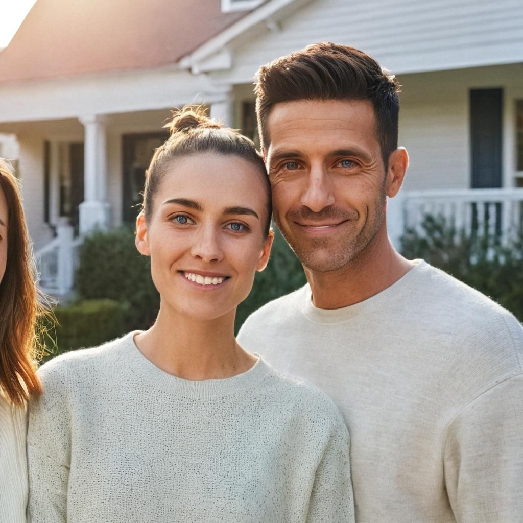 Heartwarming Portrait of Couple in Front of Home
