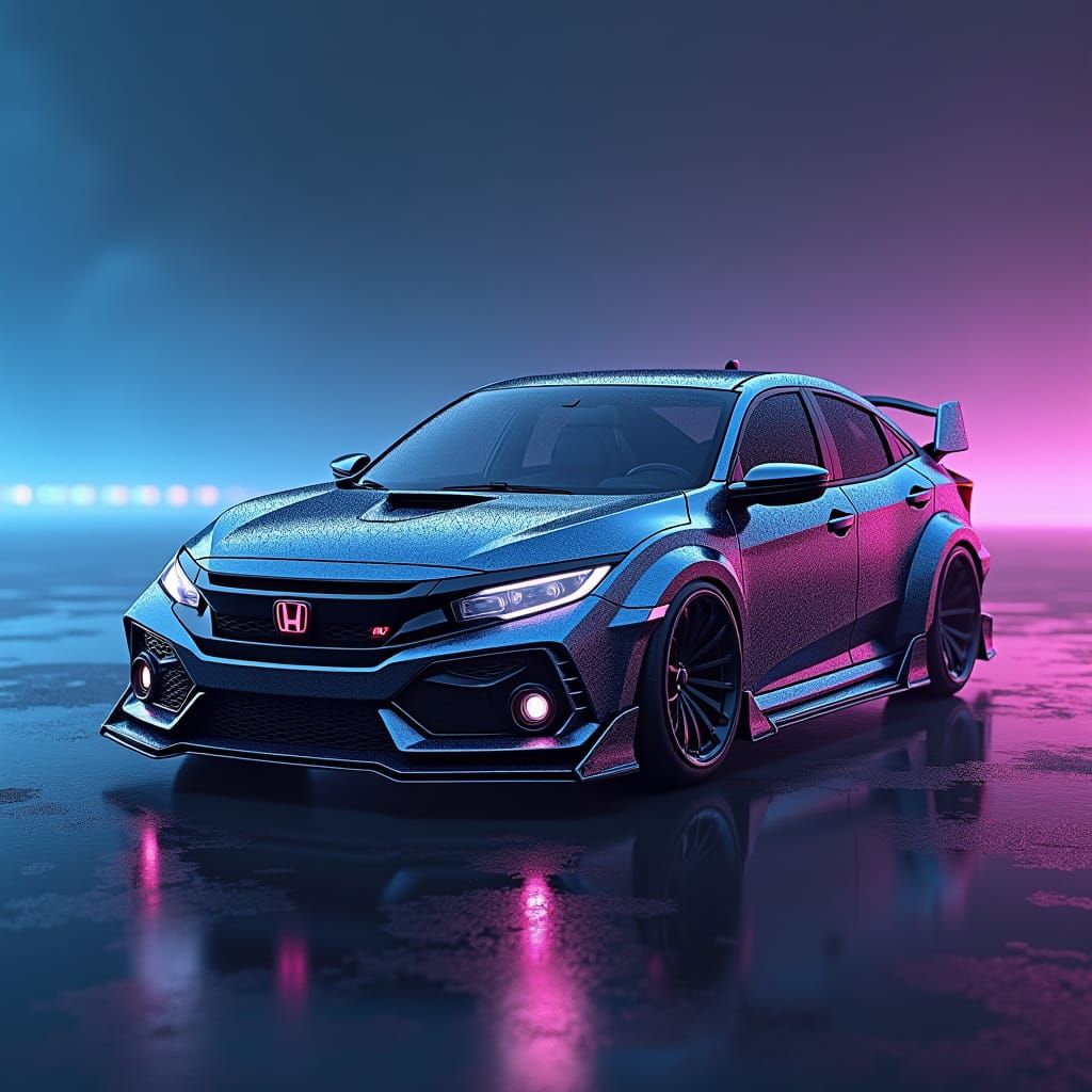 Gunmetal Civic with Swirling Mystical Patterns