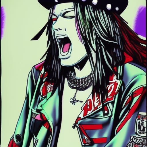 Axl Rose Anime Style, Japanese Manga Art