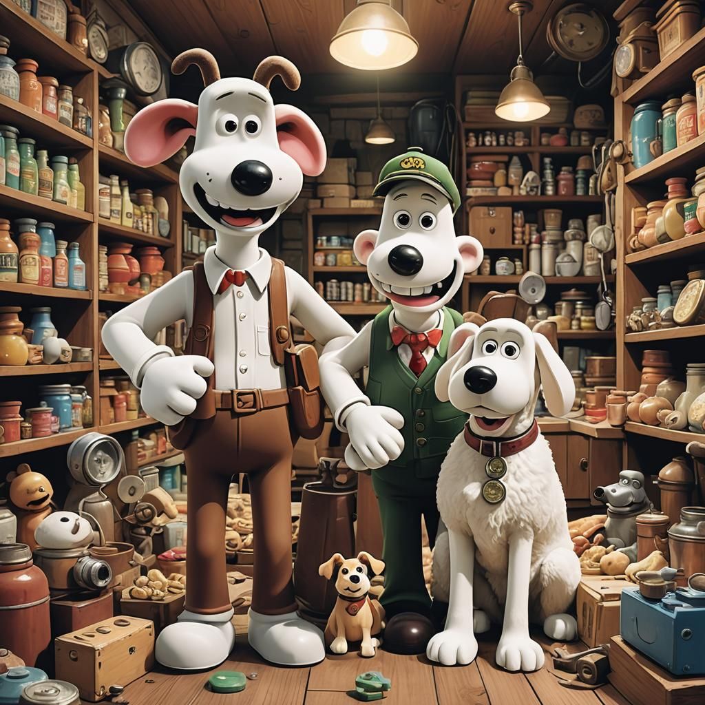 Wallace and Gromit in Manga Anime Style