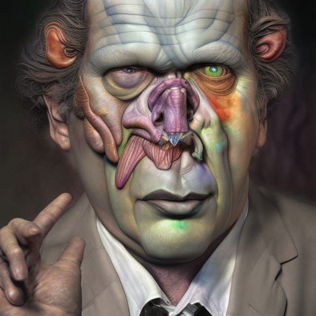 Doctor Moreau Portrait in Spectral Watercolor Style