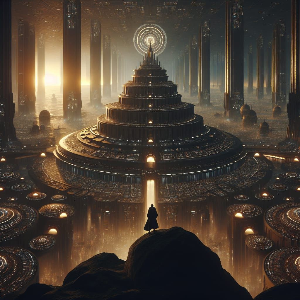 Futuristic Desert City in Dark Fantasy Style