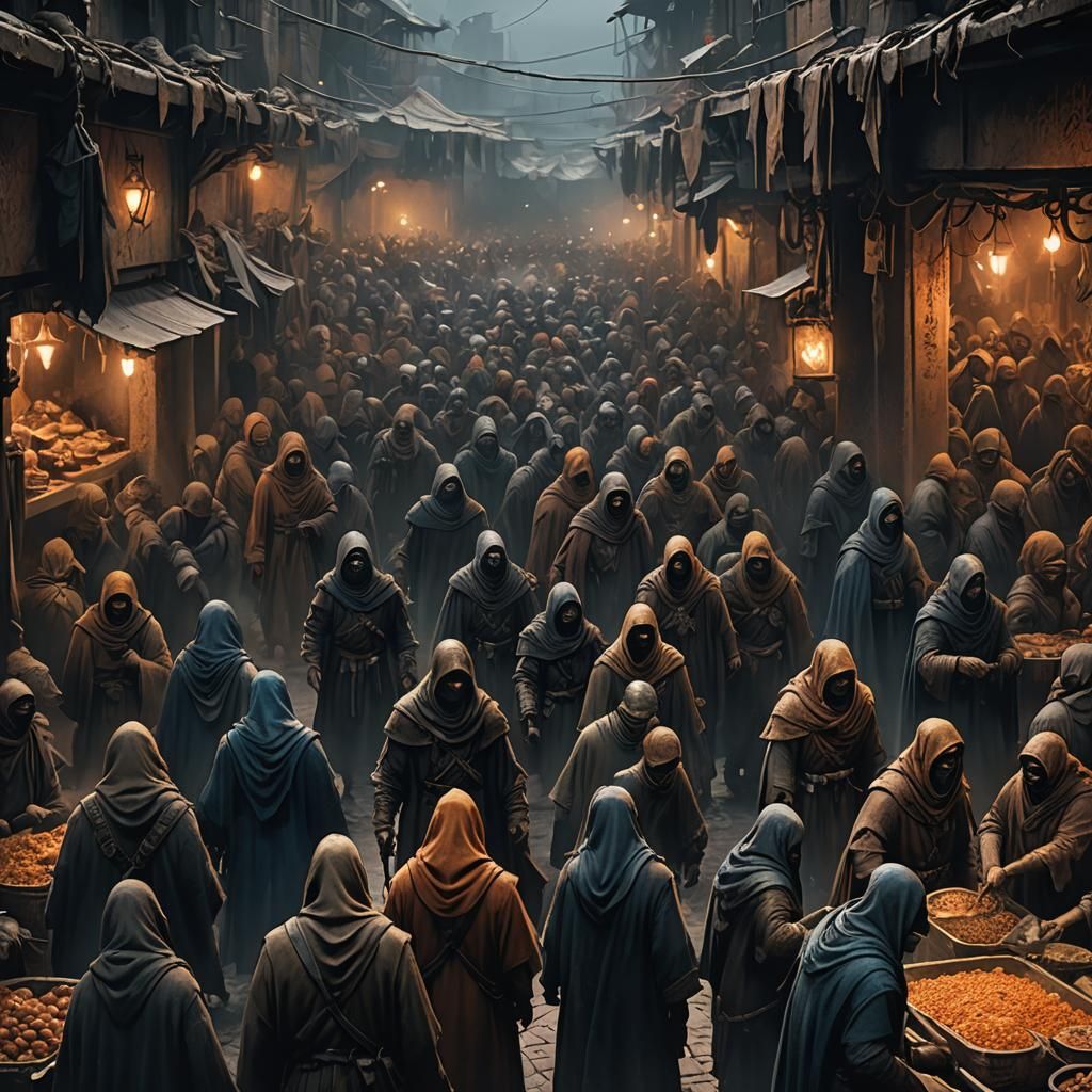 Masked Clans Haggle in Dark Underground Market