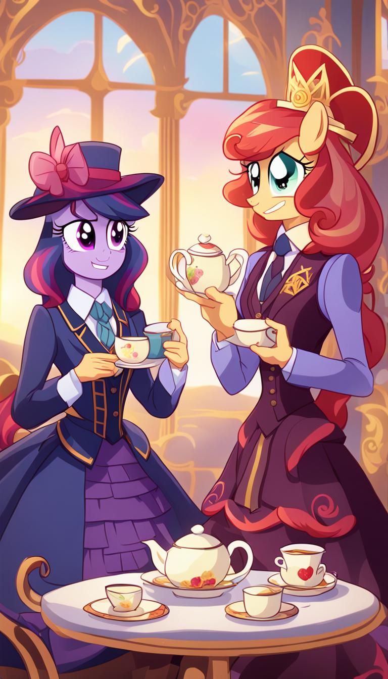 Edwardian Ladies Twilight Sparkle and Sunset Shimmer