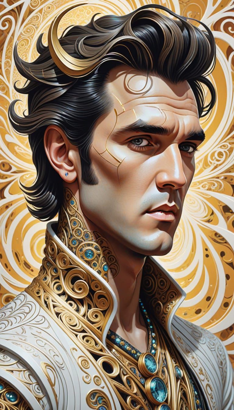 Elven Elvis in Ethereal Robe with Pointed Ears