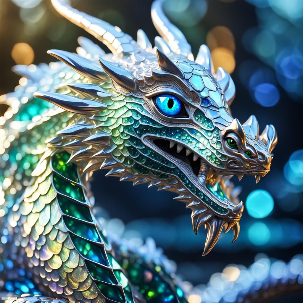 Opalescent Crystal Dragon Sculpture