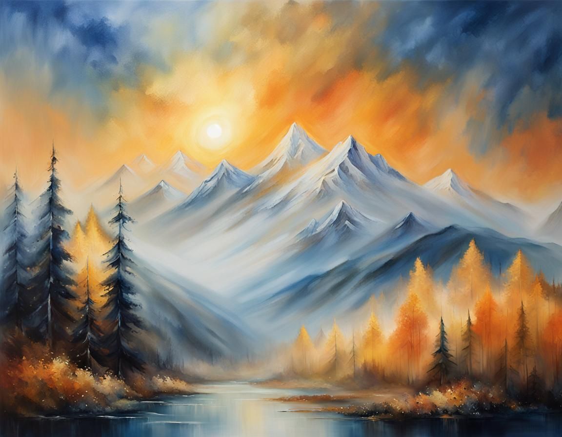 Fantasy Alpine Landscape in Romanticism Style