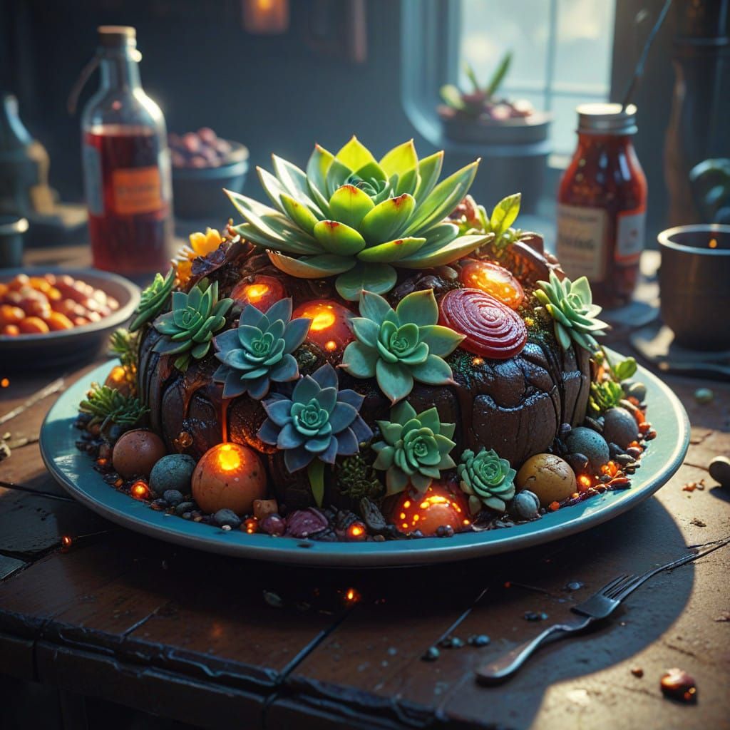 Fantasy Food in Cyberpunk Aesthetic