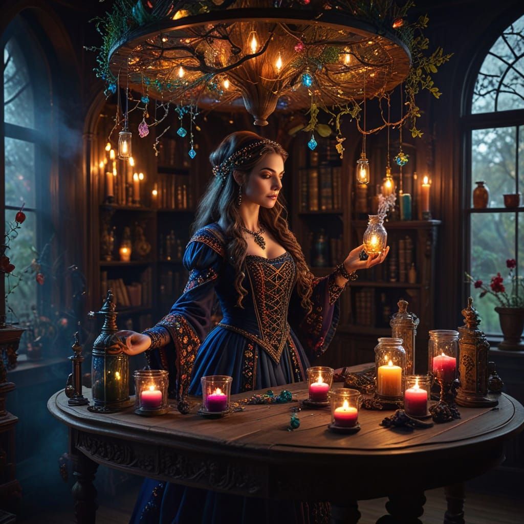 Medieval Alchemist Enchants the Room with Celestial Potions