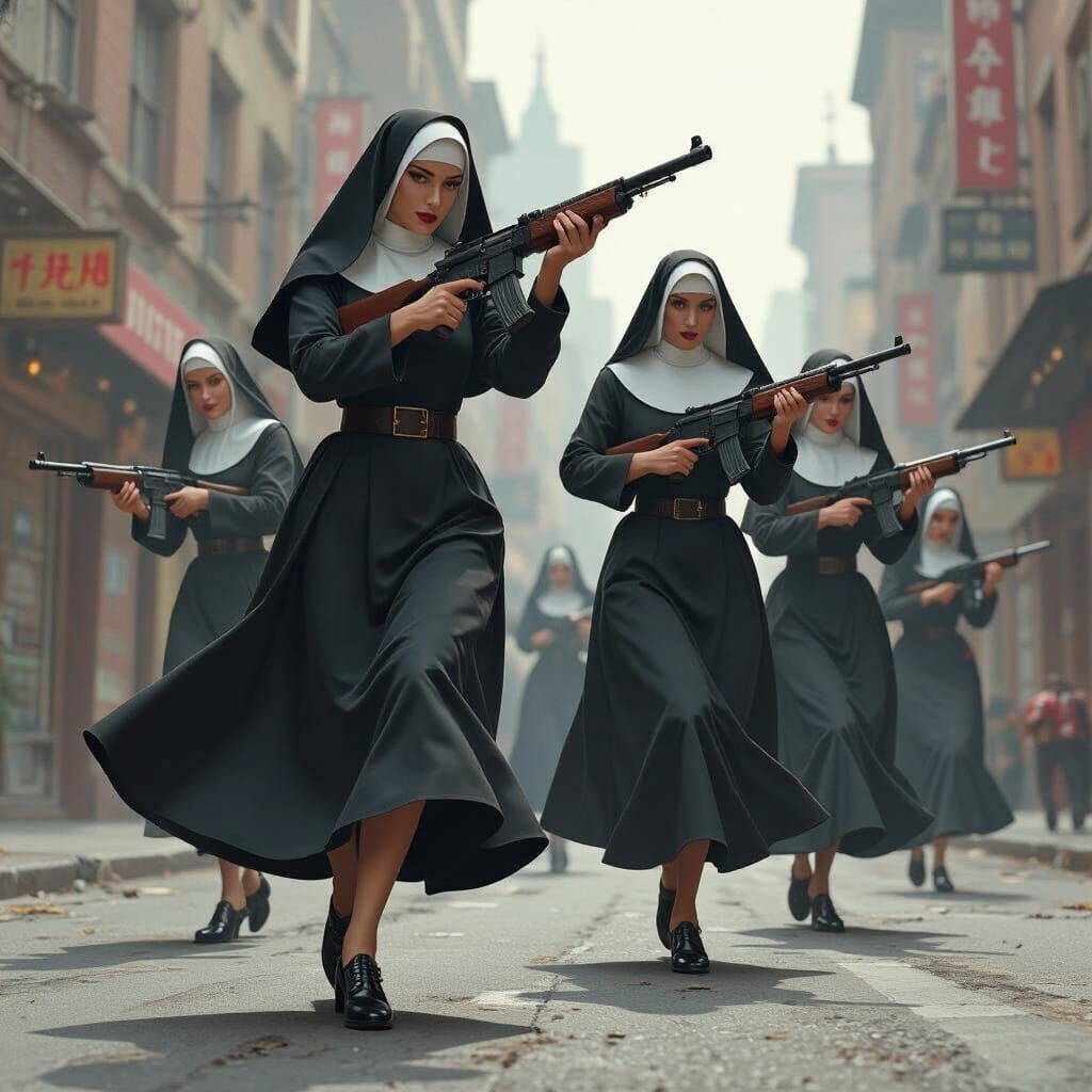 Tap Dancing Nuns with Machine Guns, Noir Comic Style