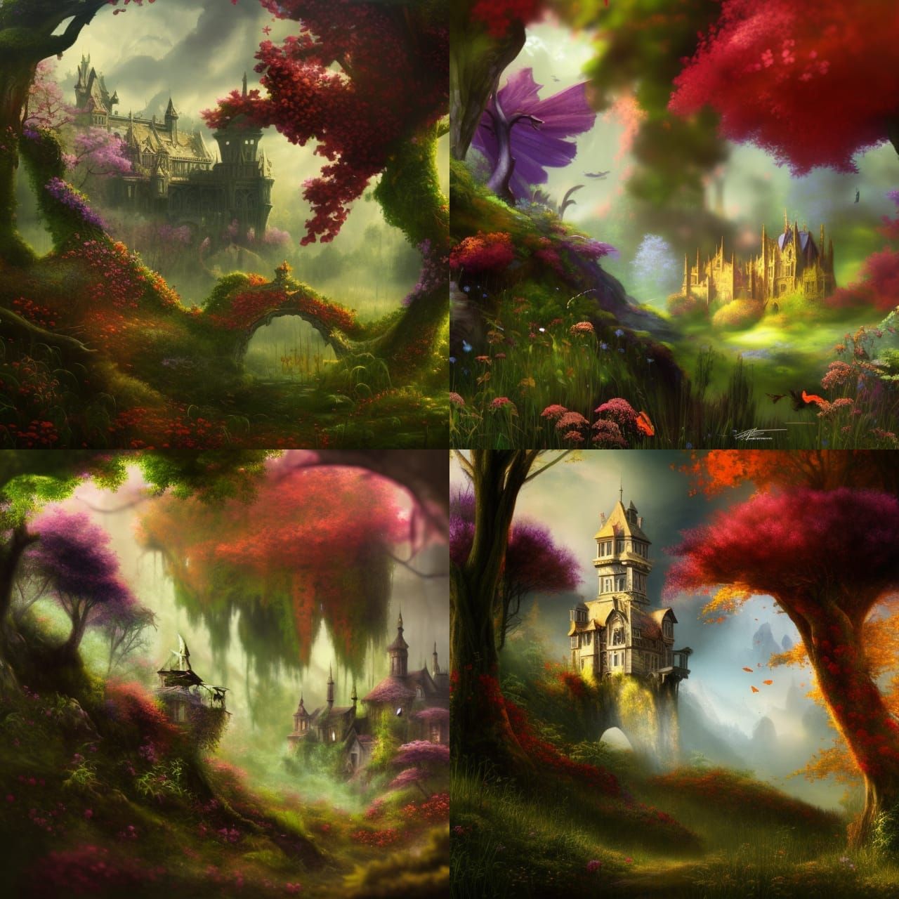 Overgrown Castle in Autumn Jungle