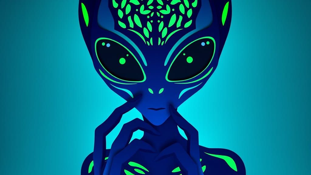 Alien Silhouette in Paper Cut Digital Art