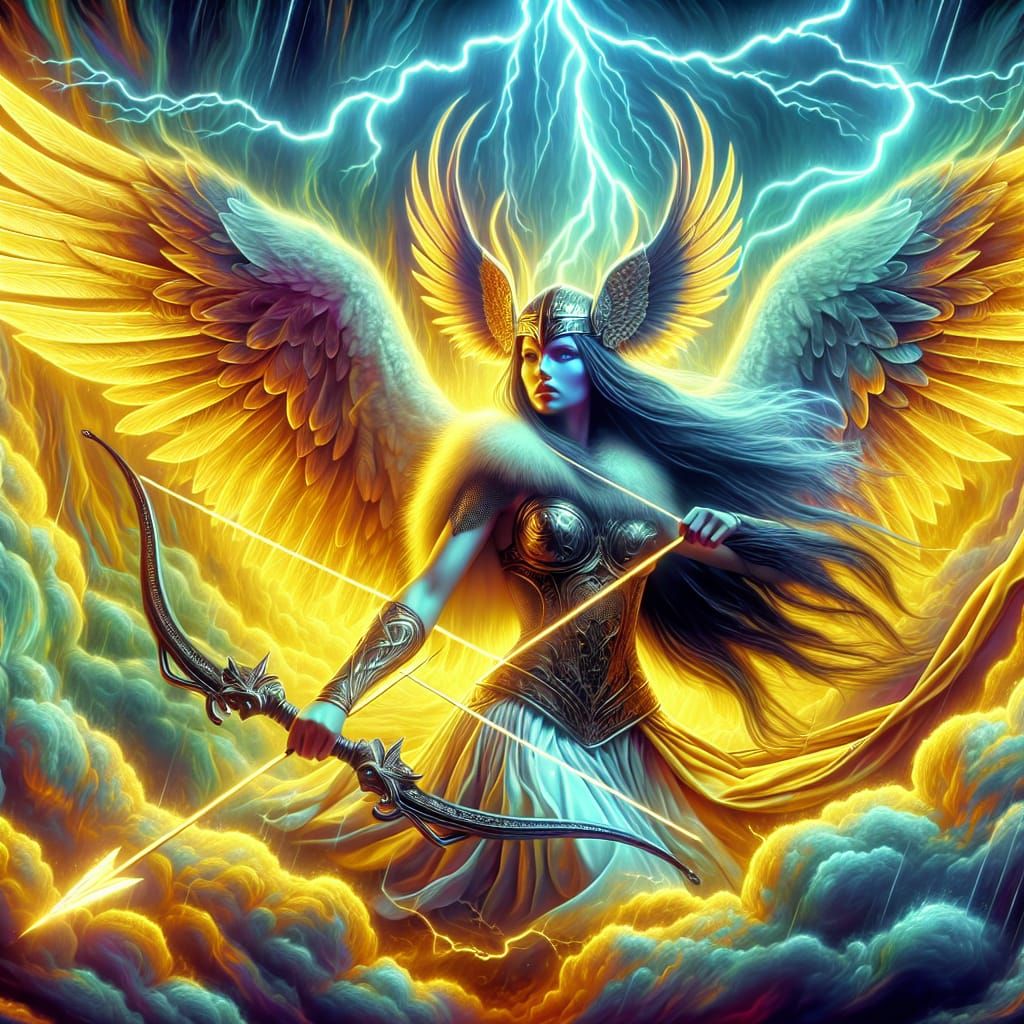 Epic Valkyrie with Bow and Arrow in Hyperrealism