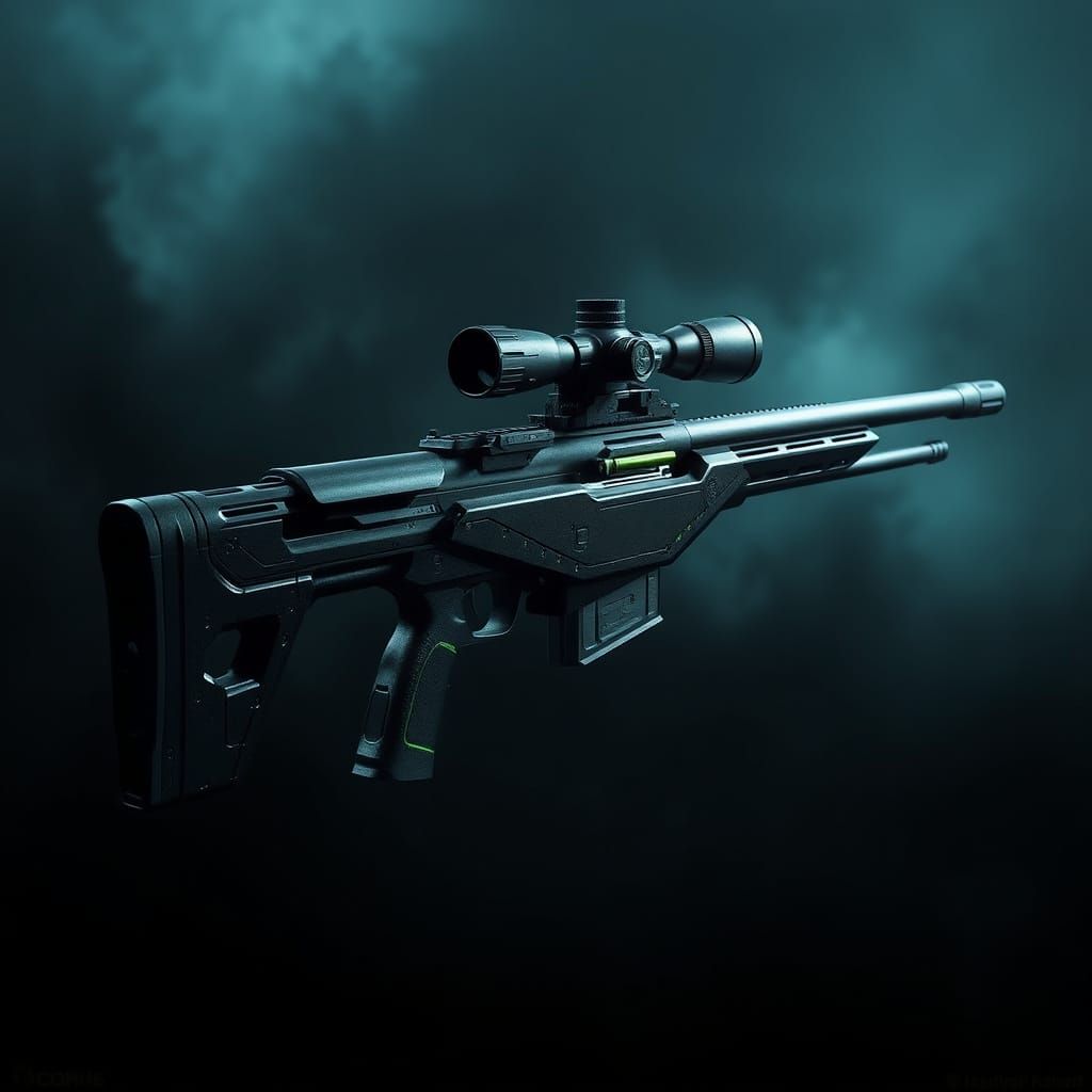 Futuristic Sniper Rifle in Cyberpunk Aesthetic