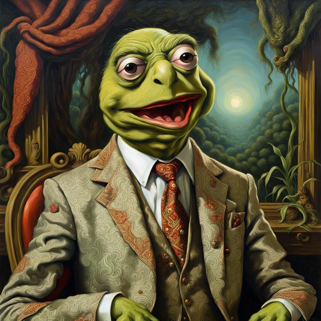 Sci-Fi Horror: Kermit-like Mr. Bean in Renaissance Style