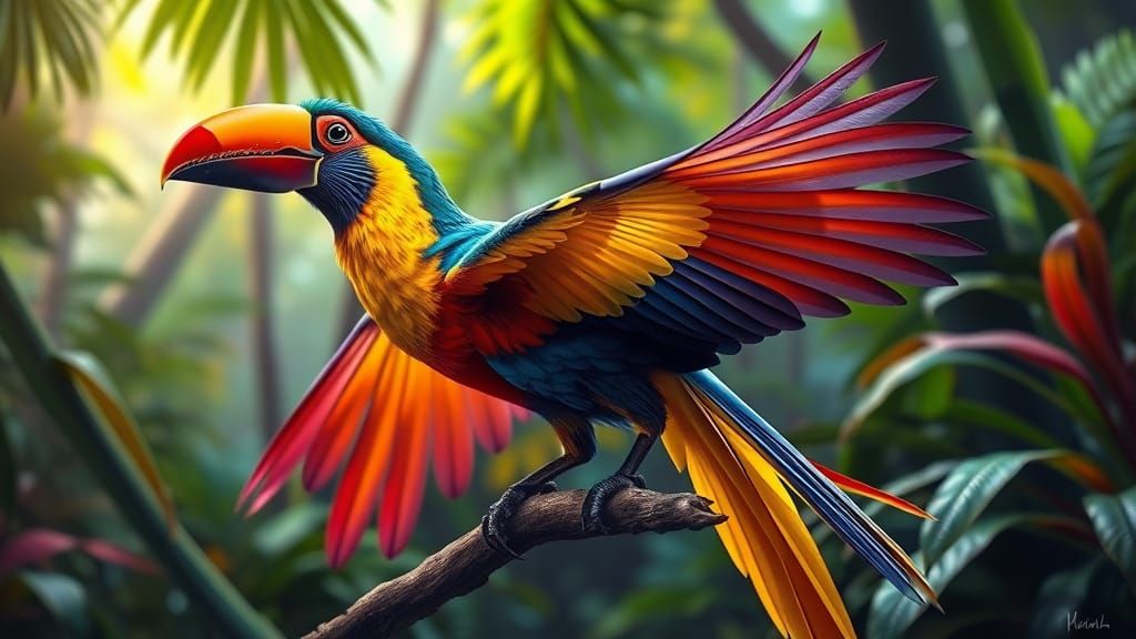 Vibrant Bird of Paradise in Courting Dance