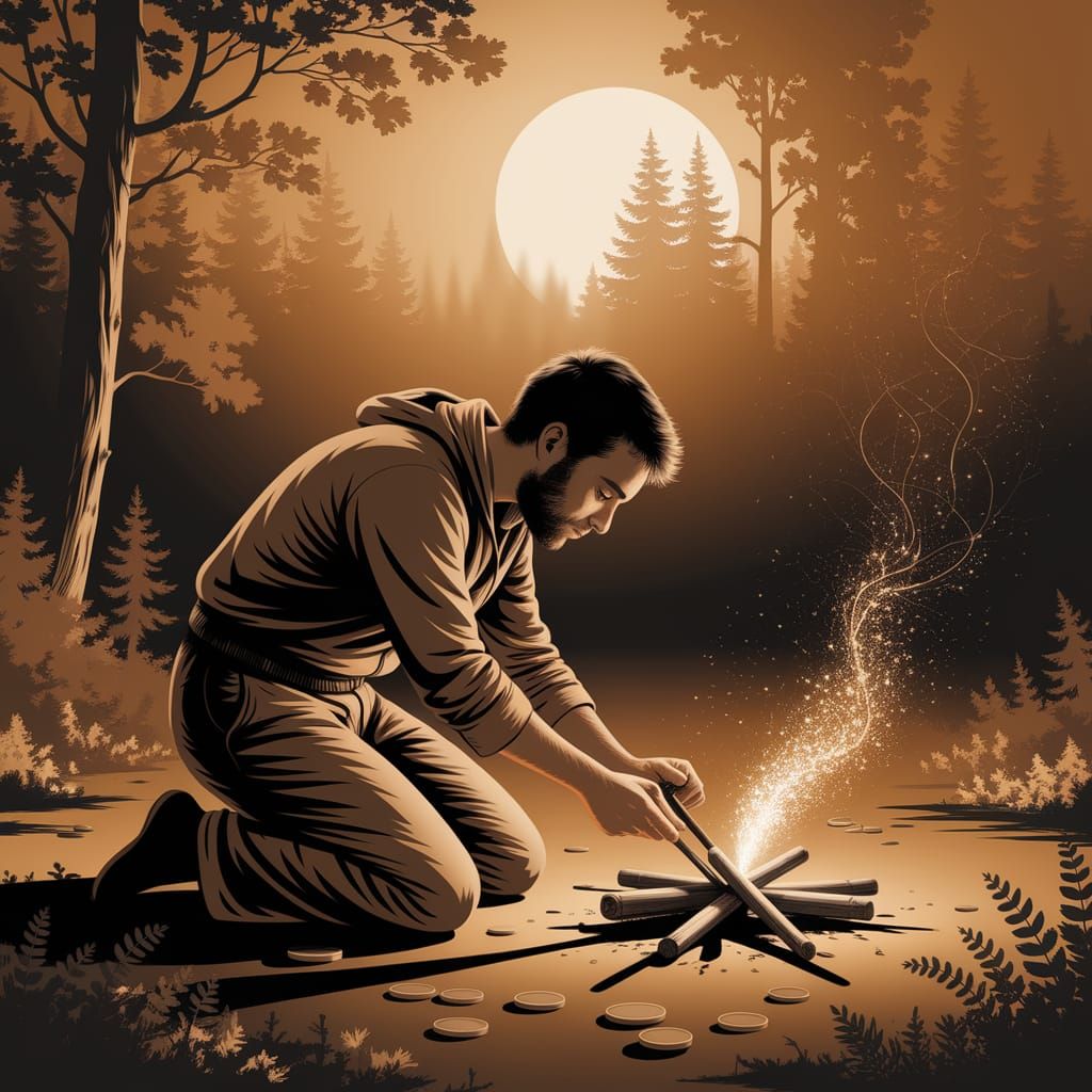 Ethereal Forest Scene: Transformation of Effort into Wealth